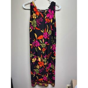 DGI by Doriana Black Floral Maxi Dress Sleeveless Tropical Resort Vacation